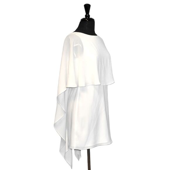 B0 NWT BCBG MAXAZRIA Jamey White Cascading Open Back Cape Dress Size 6 $268 - Picture 3 of 10